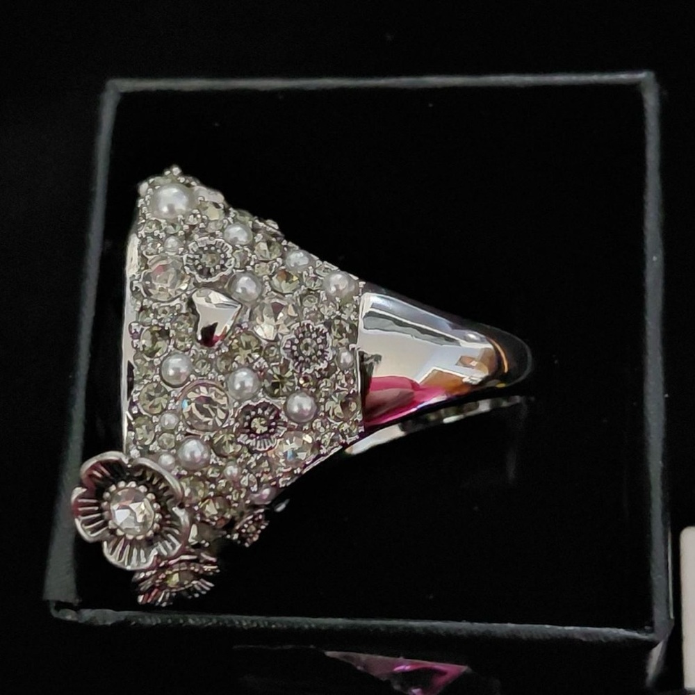 Coach Silver and Black Gemstone Ring - Picture 3 of 8